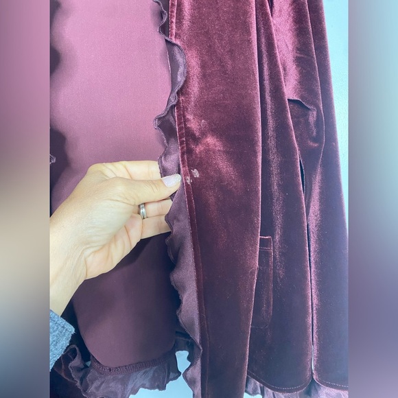 Susan Graver vintage soft burgundy velvet open blazer/cardigan size-1X - Picture 6 of 6